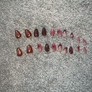 3 for $12 Elegant Burgundy and Gold Press-On Nails